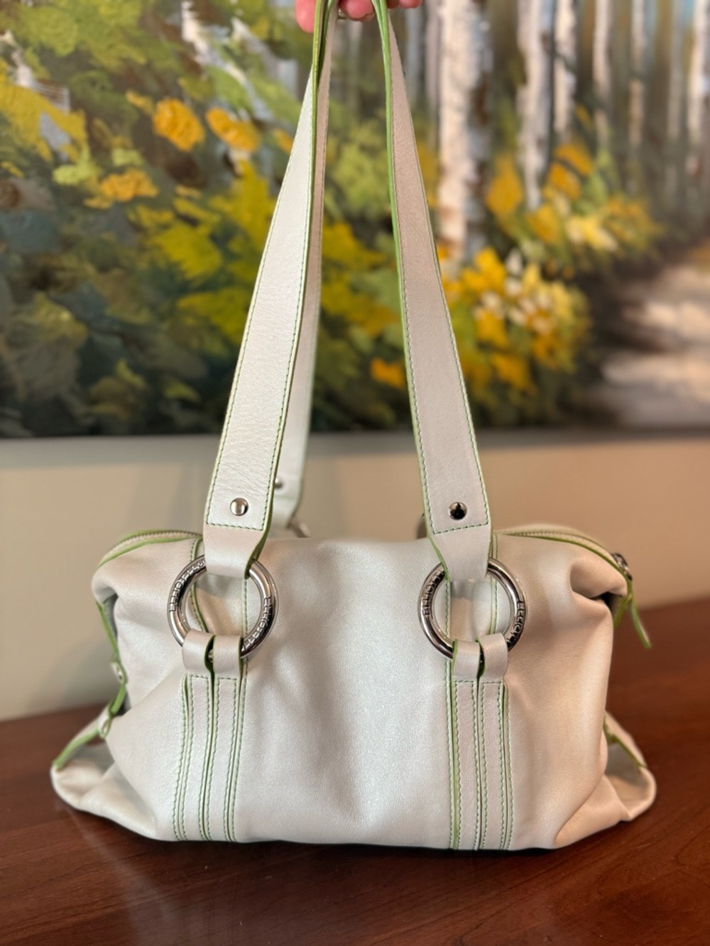 Elliott Lucca Pearly White Leather Shoulder Bag | Y2K Charm Bag Spring Summer 🤍 - Picture 4 of 16